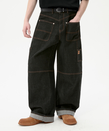 TRILLION（トリリオン）の「Reverse Carpenter Selvage Wide Denim Pants [Black]（デニムパンツ）」