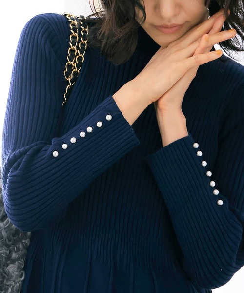 Jines(ジネス)の「【WEB限定】ニットプリーツAラインワンピース(ワンピース・レディース・チャコールグレー/ネイビー・38)」の8枚目の写真