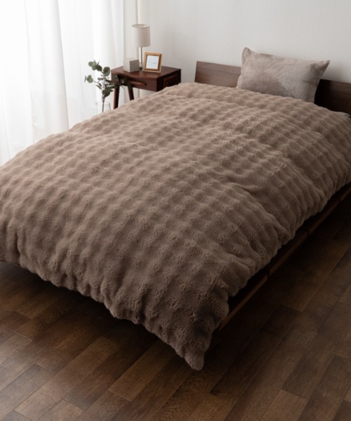 EMOOR（エムール）の「＋2℃ 毛布にもなる掛け布団カバー【エムールヒート】ポコポコ毛布タイプ(ふわふわタイプ)/シングル（寝具・レディース・グレー/ホワイト・FREE）」の2枚目の写真