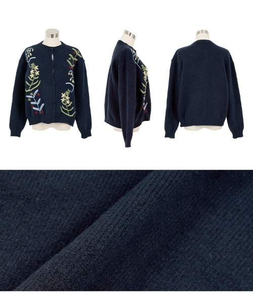 KOBE LETTUCE(コウベレタス)の「立体刺繍ニットカーディガン(カーディガン/ボレロ・レディース・オフホワイト/グレー/ネイビー・M)」の9枚目の写真