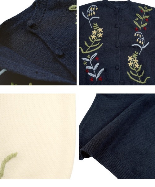KOBE LETTUCE(コウベレタス)の「立体刺繍ニットカーディガン(カーディガン/ボレロ・レディース・オフホワイト/グレー/ネイビー・M)」の10枚目の写真