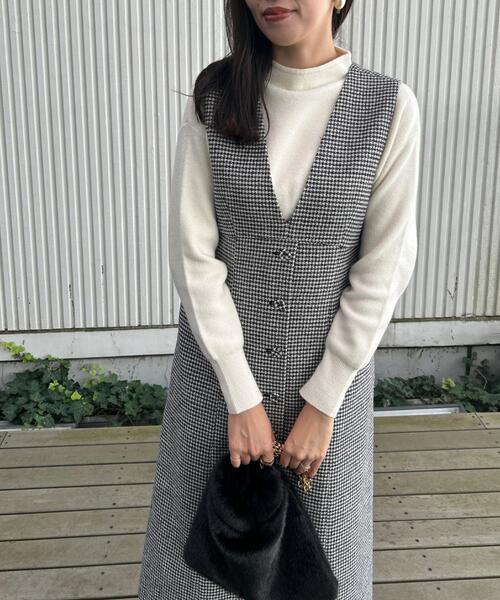 couture brooch（クチュールブローチ）の「【クラシカル・通勤】ラメ千鳥釦デザインジャンスカ（ワンピース・レディース・ブラック系1/ブラウン系2・36/38/40/42）」の22枚目の写真