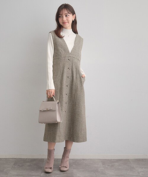 couture brooch（クチュールブローチ）の「【クラシカル・通勤】ラメ千鳥釦デザインジャンスカ（ワンピース・レディース・ブラック系1/ブラウン系2・36/38/40/42）」の21枚目の写真