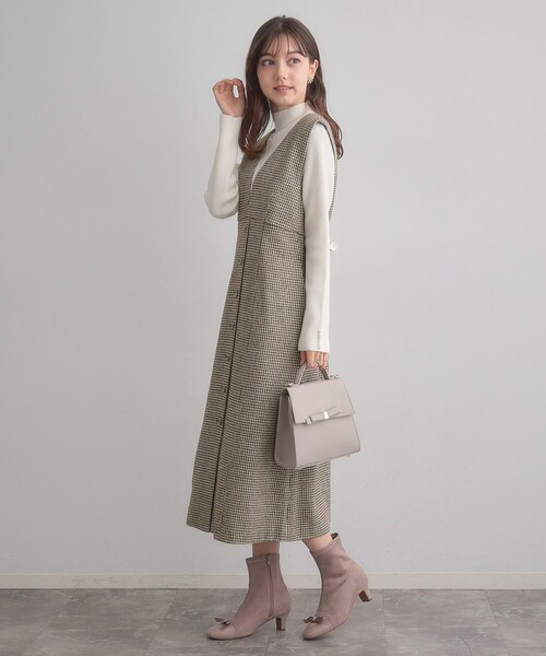 couture brooch（クチュールブローチ）の「【クラシカル・通勤】ラメ千鳥釦デザインジャンスカ（ワンピース・レディース・ブラック系1/ブラウン系2・36/38/40/42）」の20枚目の写真