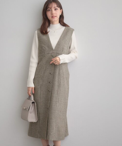 couture brooch（クチュールブローチ）の「【クラシカル・通勤】ラメ千鳥釦デザインジャンスカ（ワンピース・レディース・ブラック系1/ブラウン系2・36/38/40/42）」の18枚目の写真