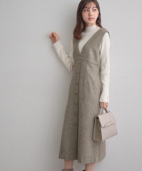 couture brooch（クチュールブローチ）の「【クラシカル・通勤】ラメ千鳥釦デザインジャンスカ（ワンピース・レディース・ブラック系1/ブラウン系2・36/38/40/42）」の17枚目の写真