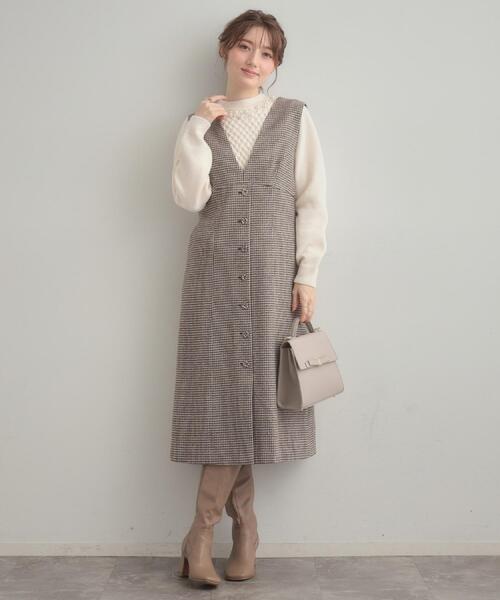 couture brooch（クチュールブローチ）の「【クラシカル・通勤】ラメ千鳥釦デザインジャンスカ（ワンピース・レディース・ブラック系1/ブラウン系2・36/38/40/42）」の11枚目の写真