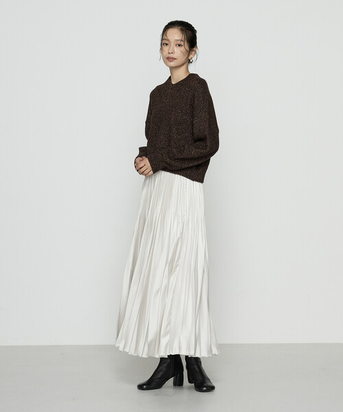 COMME CA（コムサ）の「和紙ブークレー Vネックプルオーバー（ニット/セーター・レディース・グレー/ラベンダー/ブラウン・11号/9号）」の7枚目の写真