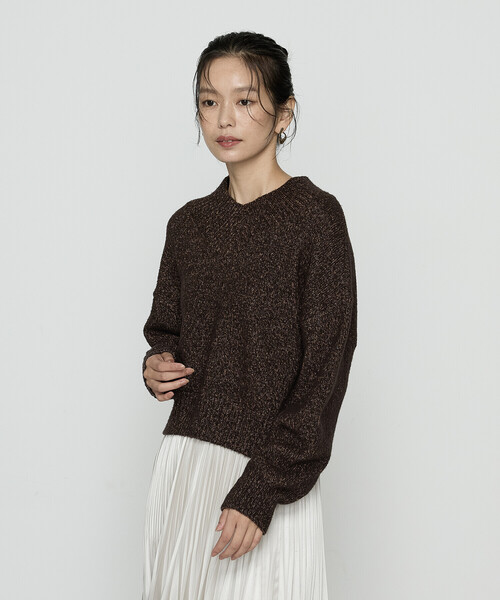 COMME CA（コムサ）の「和紙ブークレー Vネックプルオーバー（ニット/セーター・レディース・グレー/ラベンダー/ブラウン・11号/9号）」の9枚目の写真