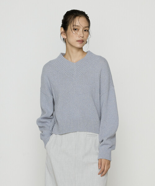 COMME CA（コムサ）の「和紙ブークレー Vネックプルオーバー（ニット/セーター・レディース・グレー/ラベンダー/ブラウン・11号/9号）」の13枚目の写真