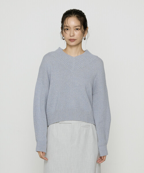 COMME CA（コムサ）の「和紙ブークレー Vネックプルオーバー（ニット/セーター・レディース・グレー/ラベンダー/ブラウン・11号/9号）」の14枚目の写真