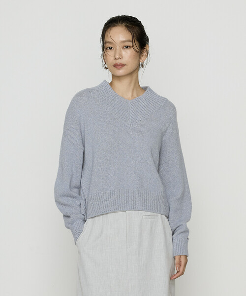 COMME CA（コムサ）の「和紙ブークレー Vネックプルオーバー（ニット/セーター・レディース・グレー/ラベンダー/ブラウン・11号/9号）」の11枚目の写真