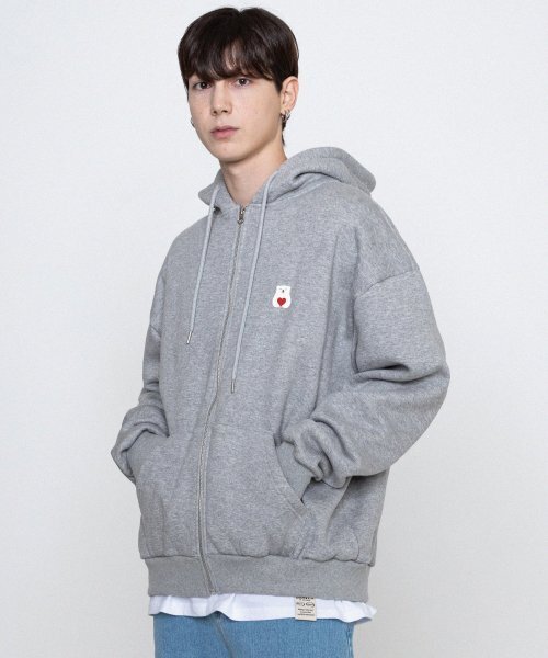 GRAVER（グレーバー）の「[ユニセックス]ポーラベアハートフードジップアップ_グレー（パーカー・レディース・グレー・LARGE/MEDIUM）」の2枚目の写真