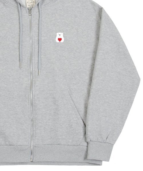 GRAVER（グレーバー）の「[ユニセックス]ポーラベアハートフードジップアップ_グレー（パーカー・レディース・グレー・LARGE/MEDIUM）」の5枚目の写真