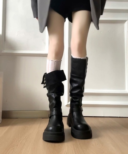 MAISON DE THERESE(メゾン ド テレーズ)の「ディストピアン ダウンタウン 2WAY 厚底 ロングブーツ(ブーツ・レディース・ブラウン/ブラック・22.5cm/23cm/23.5cm/24cm/24.5/25cm)」の4枚目の写真