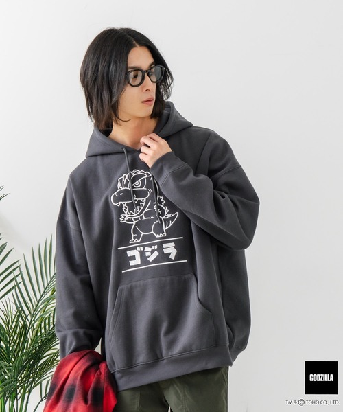 JEANS MATE(ジーンズメイト)の「【GODZILLA/ゴジラ】ゴジラ キングギドラ オリジナルデザイン ビッグシルエット 裏起毛 プルオーバーパーカー フーディー ドロップショルダー オーバーサイズ(パーカー・メンズ・グレー系その他2/ブラック系その他/ブルー系その他2/ベージュ系その他・LARGE/MEDIUM/X-LARGE)」の11枚目の写真