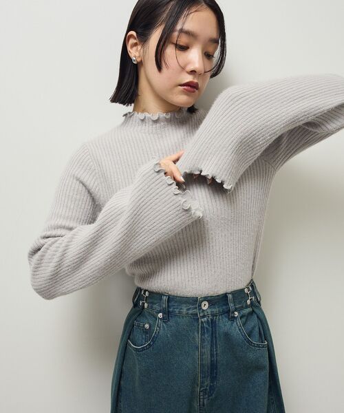 Green　Parks（グリーンパークス）の「・swing by ウラシャギーフレアスリーブニット（ニット/セーター・レディース・オフホワイト/ライトグレー/ブラック/ボルドー・FREE）」の6枚目の写真