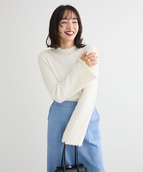 Green　Parks（グリーンパークス）の「・swing by ウラシャギーフレアスリーブニット（ニット/セーター・レディース・オフホワイト/ライトグレー/ブラック/ボルドー・FREE）」の13枚目の写真