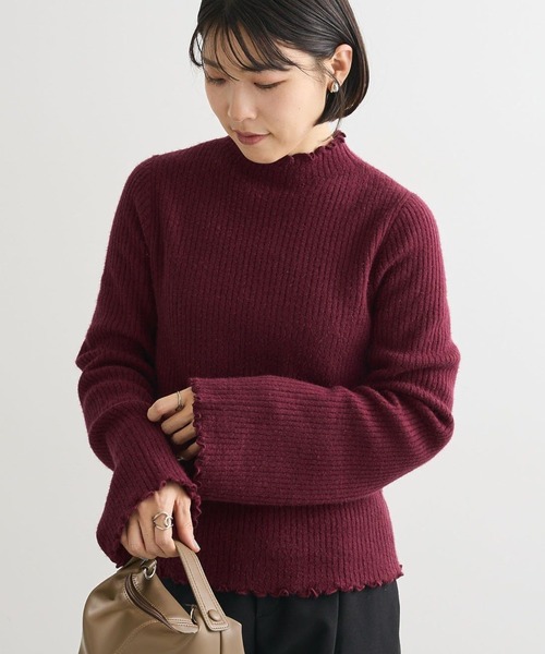 Green　Parks（グリーンパークス）の「・swing by ウラシャギーフレアスリーブニット（ニット/セーター・レディース・オフホワイト/ライトグレー/ブラック/ボルドー・FREE）」の4枚目の写真