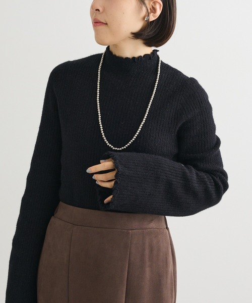 Green　Parks（グリーンパークス）の「・swing by ウラシャギーフレアスリーブニット（ニット/セーター・レディース・オフホワイト/ライトグレー/ブラック/ボルドー・FREE）」の2枚目の写真