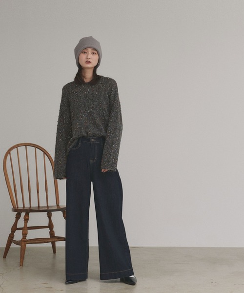 ad thie（アドティエ）の「ミックスネップ スパンコール ニットトップス（ニット/セーター・レディース・ブラック/グレー/ブラウン・FREE）」の20枚目の写真