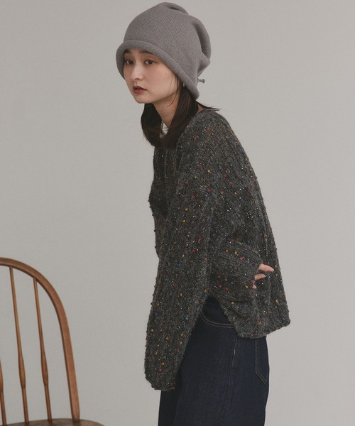 ad thie（アドティエ）の「ミックスネップ スパンコール ニットトップス（ニット/セーター・レディース・ブラック/グレー/ブラウン・FREE）」の22枚目の写真