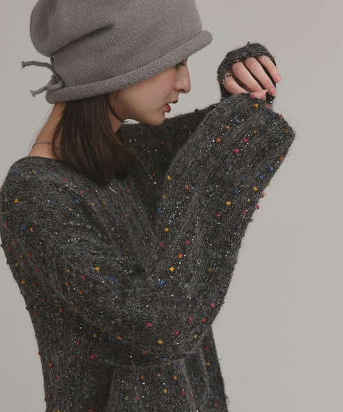 ad thie（アドティエ）の「ミックスネップ スパンコール ニットトップス（ニット/セーター・レディース・ブラック/グレー/ブラウン・FREE）」の14枚目の写真