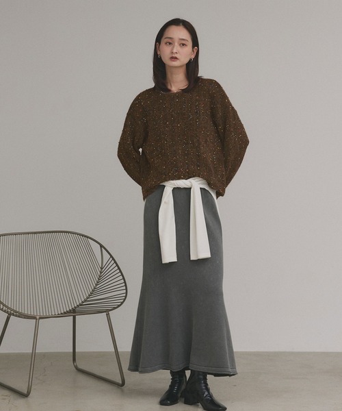 ad thie（アドティエ）の「ミックスネップ スパンコール ニットトップス（ニット/セーター・レディース・ブラック/グレー/ブラウン・FREE）」の17枚目の写真