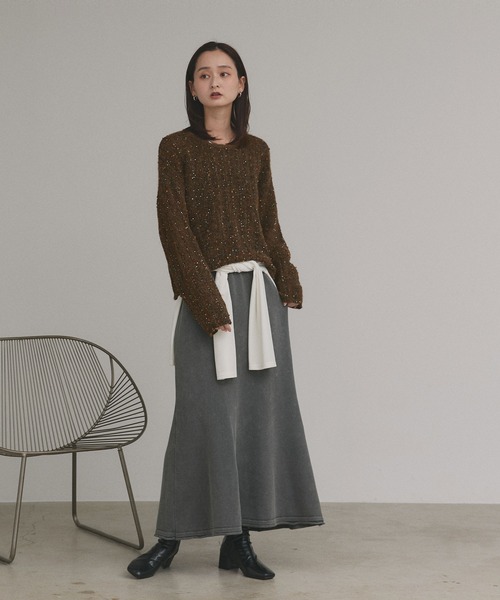 ad thie（アドティエ）の「ミックスネップ スパンコール ニットトップス（ニット/セーター・レディース・ブラック/グレー/ブラウン・FREE）」の7枚目の写真