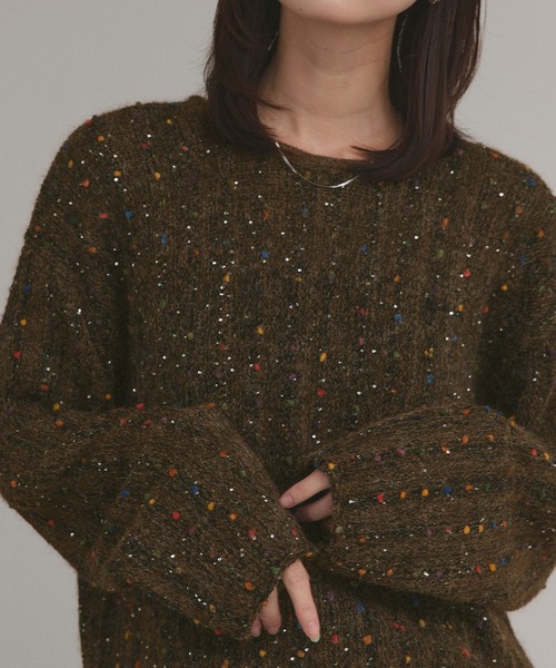 ad thie（アドティエ）の「ミックスネップ スパンコール ニットトップス（ニット/セーター・レディース・ブラック/グレー/ブラウン・FREE）」の11枚目の写真