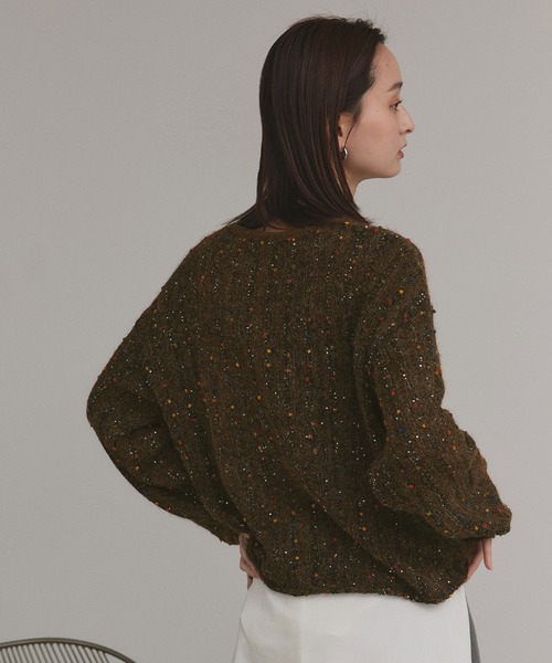 ad thie（アドティエ）の「ミックスネップ スパンコール ニットトップス（ニット/セーター・レディース・ブラック/グレー/ブラウン・FREE）」の4枚目の写真