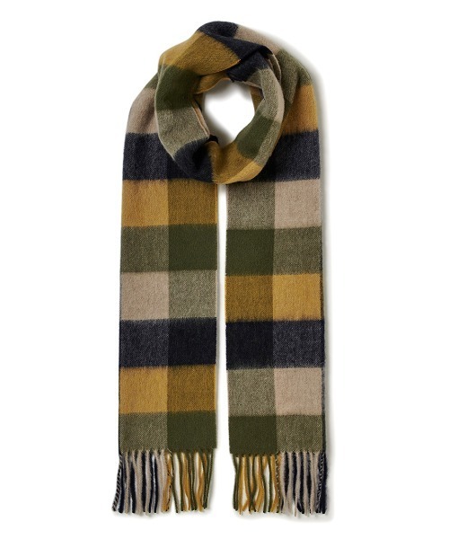 Barbour（バブアー）の「ラムズ ウール ブロックチェック マフラー（4色展開）（マフラー・メンズ・ブラウン/レッド/ベージュ/イエロー・ONE SIZE）」の4枚目の写真