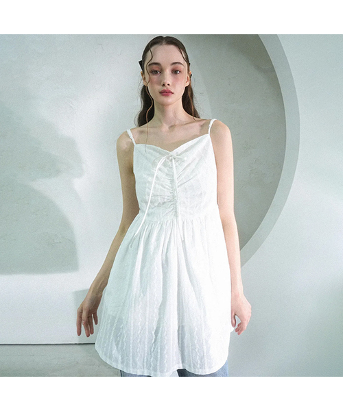 Vivacious(ビバシャス)の「Melissa Punching Mini Sleeveless Dress - 2COL(ワンピース・レディース・ブラック/ホワイト・FREE)」の2枚目の写真