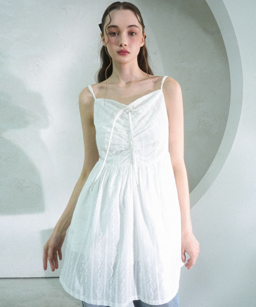 Vivacious(ビバシャス)の「Melissa Punching Mini Sleeveless Dress - 2COL(ワンピース・レディース・ブラック/ホワイト・FREE)」の3枚目の写真