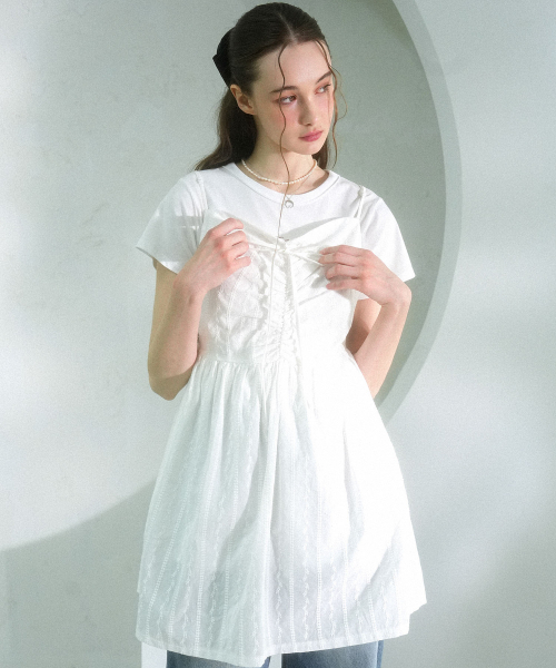 Vivacious(ビバシャス)の「Melissa Punching Mini Sleeveless Dress - 2COL(ワンピース・レディース・ブラック/ホワイト・FREE)」の4枚目の写真