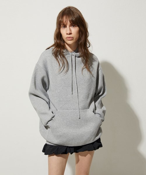 CREW NECK KNIT HOODIE_LIGHT GRAY