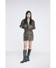 Amber leather skirt (khaki)