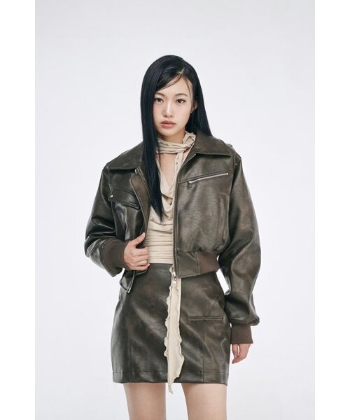 CAPRICIEUX（カプリシュー）の「Amber leather skirt (khaki)（スカート・レディース・その他・SMALL）」の3枚目の写真