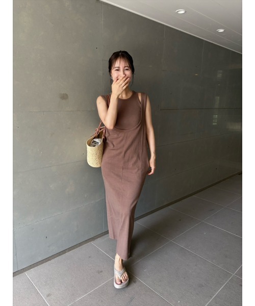 Day and Grade（デイアンドグレイド）の「【RISAKOセレクト】天竺レイヤードロングワンピース（ワンピース・レディース・ブラウン/ブラック・FREE）」の14枚目の写真