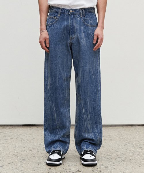 DECET(デケト)の「Mid Rise Wide Jeans DCPT027CrinkleBlue(デニムパンツ・レディース・その他・34/26/28/32/30)」の2枚目の写真
