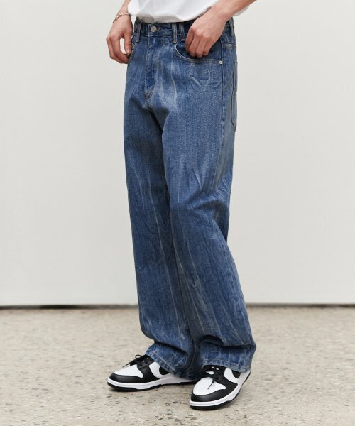 DECET(デケト)の「Mid Rise Wide Jeans DCPT027CrinkleBlue(デニムパンツ・レディース・その他・34/26/28/32/30)」の3枚目の写真