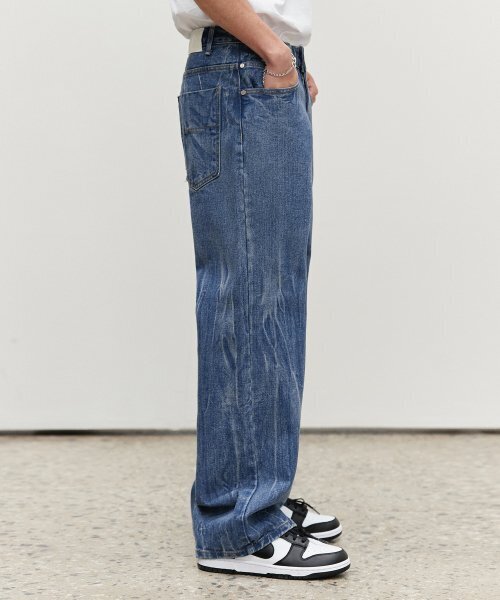 DECET(デケト)の「Mid Rise Wide Jeans DCPT027CrinkleBlue(デニムパンツ・レディース・その他・34/26/28/32/30)」の4枚目の写真