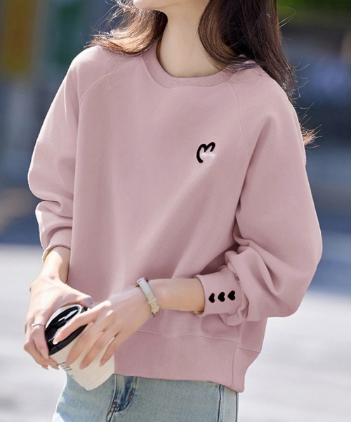 ReRe(リリ)の「ハートデザインスウェットトップス(スウェット・レディース・ピンク/ベージュ・MEDIUM/LARGE/X-LARGE)」の4枚目の写真