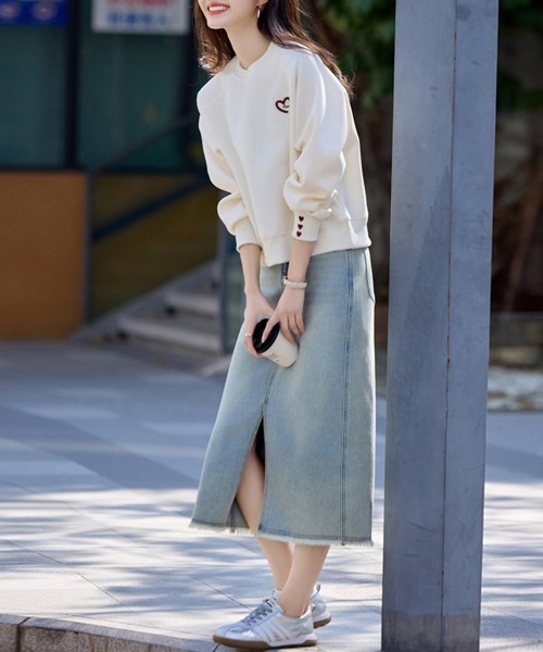 ReRe(リリ)の「ハートデザインスウェットトップス(スウェット・レディース・ピンク/ベージュ・MEDIUM/LARGE/X-LARGE)」の11枚目の写真