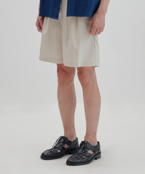 NONBLANK（ノンブランク）の「ワイドフィットリネンハーフパンツ_OATMEAL（その他パンツ・メンズ・その他・MEDIUM/SMALL/X-LARGE/LARGE）」の9枚目の写真
