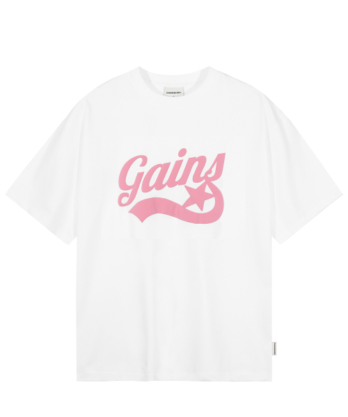 GAINSBORO（ゲインズボロ）の「[クールコットン] オリジナルスターロゴTシャツ_ホワイト/ピンク（Tシャツ/カットソー・メンズ・その他・LARGE/MEDIUM/X-SMALL）」の2枚目の写真