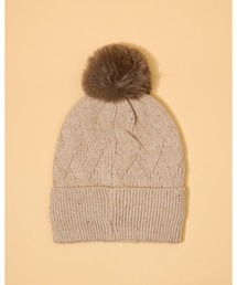 ottilie（オティーリエ）の「ポンポンラメニット帽　HA-242　QLI（ニットキャップ/ビーニー）」