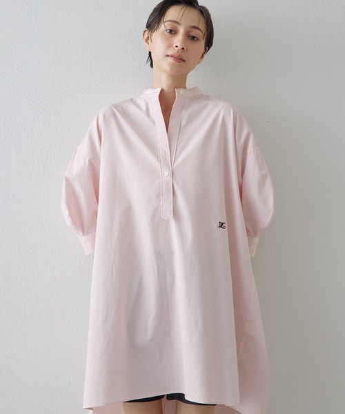 Whim Gazette 刺繍チュニックシャツ　ピンク 刺繍チュニックシャツ（シャツ/ブラウス）｜Whim Gazette（ウィム