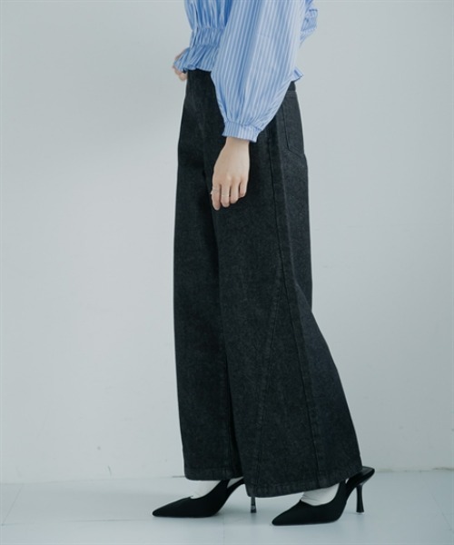 Petitjo(プッチージョ)の「小さいサイズ サイドVラインジャストウエストパンツ 低身長さん・小柄女性(その他パンツ・レディース・ブラック/ブルー・67/64/61/58)」の3枚目の写真