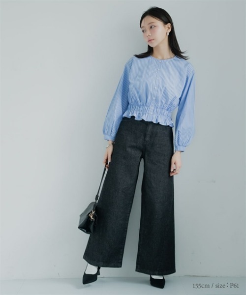 Petitjo(プッチージョ)の「小さいサイズ サイドVラインジャストウエストパンツ 低身長さん・小柄女性(その他パンツ・レディース・ブラック/ブルー・67/64/61/58)」の5枚目の写真